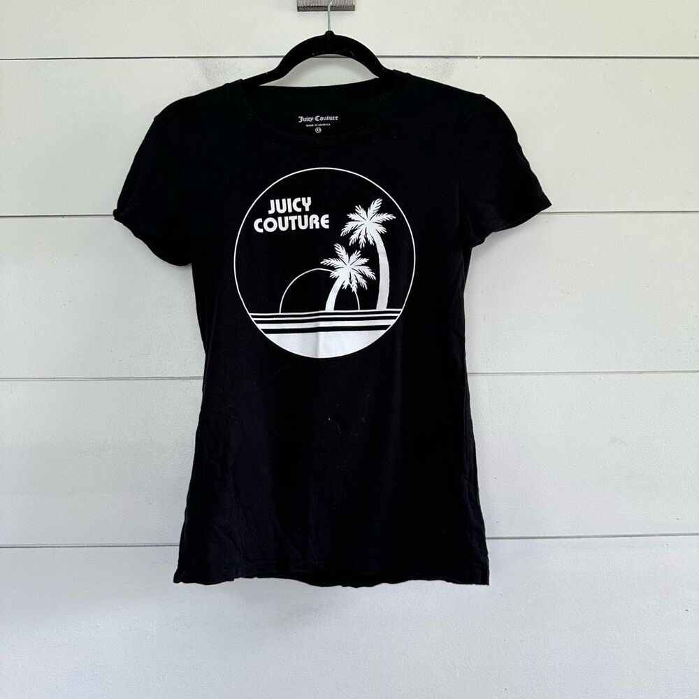 Juicy Couture Women’s Extra Small Black Palm Tree Y2K 2000s Tee